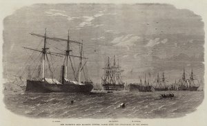 Hendes Majestæts skib Majestic holder vagt over Steam-Rams i Mersey