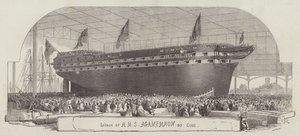 Lancering af HMS Agamemnon, 90 Guns af Edwin Weedon