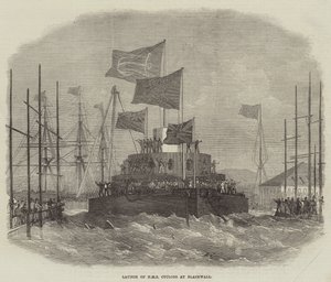 Lancering af HMS Cyclops på Blackwall af Edwin Weedon