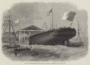 Lancering af den portugisiske Screw-Corvette Sagres, ved Limehouse af Edwin Weedon