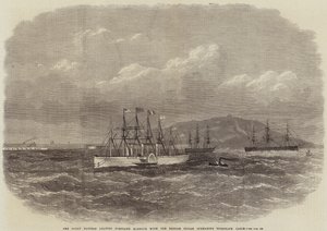 Great Eastern forlader Portland Harbour med British Indian Submarine Telegraph Cable af Edwin Weedon