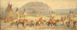 Blackfoot Camp Scene, slutningen af det 19.-begyndelsen af det 20. århundrede.
