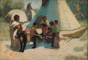 Dog Travois Blackfoot Camp, slutningen af det 19.-begyndelsen af det 20. århundrede.