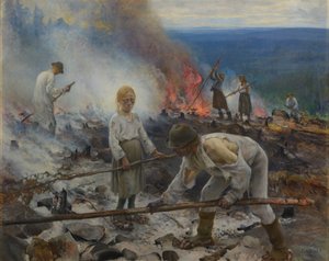 Under åget (Afbrænding af kvas) af Eero Järnefelt