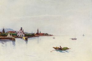 Rhinen: Bregenz, Boden See, Konstanz-søen (farvelitografi) af Effie Jardine