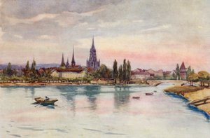 Rhinen: Konstanz, Konstanz, fra søen (farvelitografi) af Effie Jardine