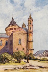 Rhinen: Katedralen, Worms (farvelitografi) af Effie Jardine