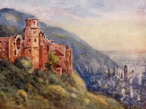 Rhinen: Schloss, Heidelberg (farvelitografi)
