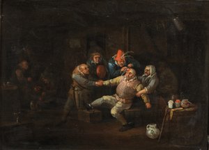 Kirurgens besøg, ca. 1676-1744 (olie på panel) af Egbert van (c.1676 1744) Heemskerck