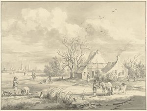 Porenhuis med byen Groningen i det fjerne af Egbert van Marum