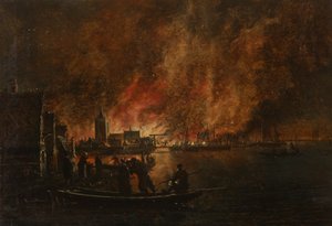 Natlig brand over hollandsk by