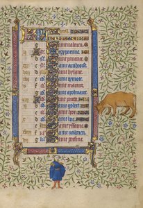 Kalenderside for april; Plukning af blomster; Tyren af Egerton Master