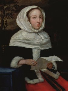 Portræt af en siddende dame, der læser et brev