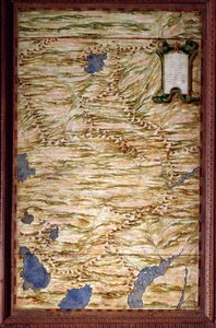 Kort over Peru Kort lavet af Egnazio Danti (1536-1586) matematiker, kosmograf og italiensk arkitekt. Omkring 1567. Firenze, Palazzo Vecchio, Sala del Mappamondo af Egnazio Danti