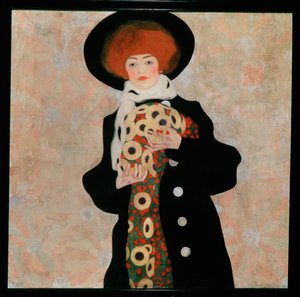 Bildnis einer Frau mit schwarzem Hut [Portræt af en ... af Egon Schiele