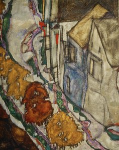 Husenes bue II ... (olie på lærred) af Egon Schiele