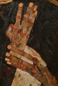 Digteren (olie på lærred) af Egon Schiele