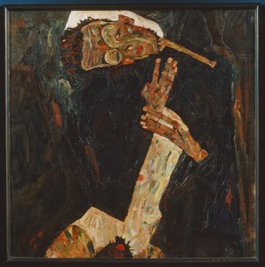 Digteren (olie på lærred) af Egon Schiele