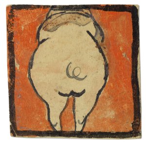 Entwurf für eine Wanddekoration im Atelier Wattmanngasse (Schwein von hinten?) af Egon Schiele