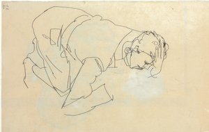 Erich Lederer i profil, hånd til hoved, 1912 af Egon Schiele