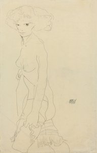 Kvinde nøgen; Madchenakt, 1911 af Egon Schiele