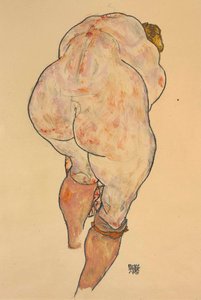 Female Nude Pulling up Stockings, Back View, 1918.dani