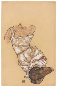 Kvinde Torso i lingeri og sorte strømper; Kvindelig torso i lingeri og sorte strømper, 1917 af Egon Schiele