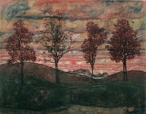 Fire træer, 1917. af Egon Schiele
