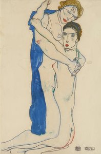 Kæreste, pink-blå. 1913 af Egon Schiele