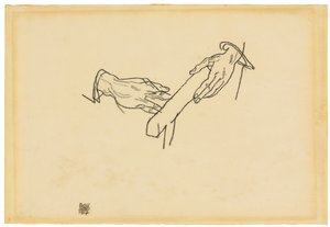Håndstudie, Dr. Viktor Ritter von Bauer, 1917 af Egon Schiele