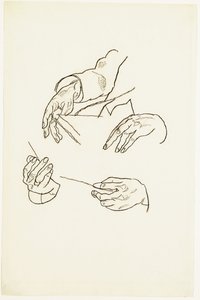 Hænder, studier til et portræt af Dr. Hugo Koller (kridt på papir) af Egon Schiele