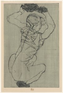 Huksiddende kvinde af Egon Schiele