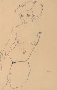 Knælende nøgen kvinde af Egon Schiele