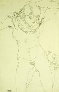 Knælende nøgen forfra; Knælende nøgen forfra, 1914