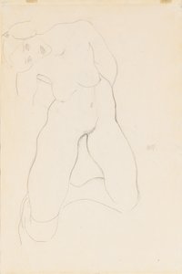 Knælende nøgen kvinde, 1912 af Egon Schiele