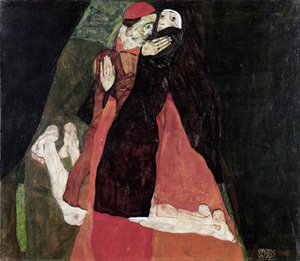 ""Kardinalen og nonnen"" Maleri af Egon Schiele (1890-1918) 1912 Leopold Museum, Wien af Egon Schiele