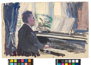 Leopold Czihaczek ved klaveret (skitse) af Egon Schiele