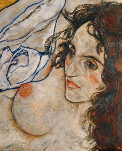 Liegende Frau (olie på lærred) af Egon Schiele