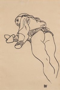 Ligger ned; Liegende, 1918 af Egon Schiele