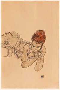 Løgnende kvinde, 1917. af Egon Schiele