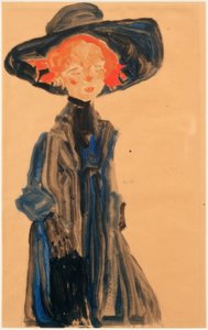 Pige i blåt af Egon Schiele