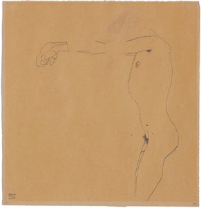 Nøgen mand med armene løftet til venstre, 1909 af Egon Schiele