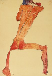 Mannerruckenhaut (blyant og akvarel) af Egon Schiele