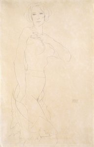 Nøgen pige; Madchenakt, 1912 af Egon Schiele