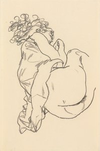 Nøgen liggende; Liegende, 1917 af Egon Schiele