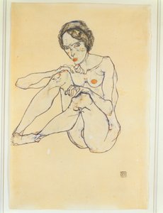 Nøgen kvindeGouache, akvarel og blyant. Signeret og dateret nederst til højre (gouache, akvarel  blyant) af Egon Schiele