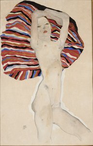 Nøgen mod farvet materiale, 1911
