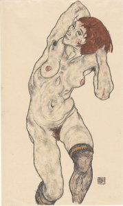 Nøgen i sorte strømper, 1917. af Egon Schiele