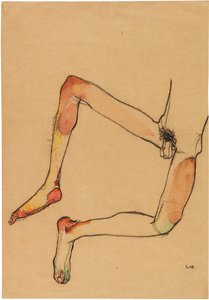Nøgen mandlig mave, 1910. af Egon Schiele