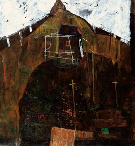 Landskab med ravne - Maleri af Egon Schiele (1890-1918) olie på lærred (95,8x89 cm) af Egon Schiele